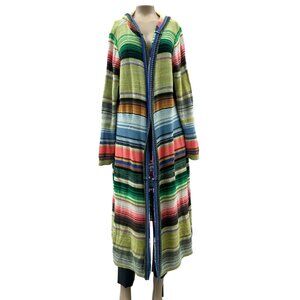 Monroe and Main Boho Duster Cardigan Hooded Striped Knit Open Front Cotton 1X